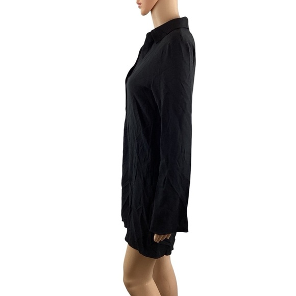 Theory Mini Dress Black Rosina Crepe 2 Long Sleeve Flared Hem Size 4 - Picture 4 of 7
